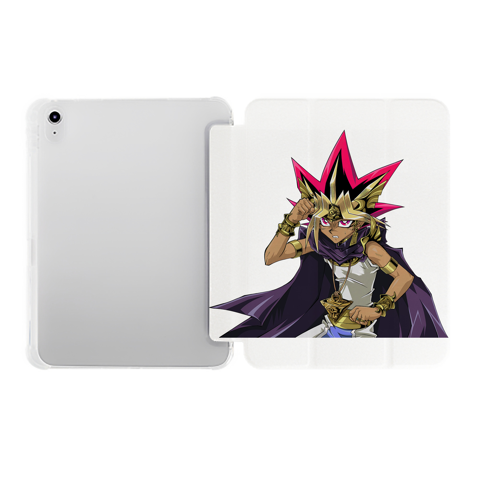 （画像用） 遊☆戯☆王 Yu-Gi-Oh! IPad ケース ペン収納付き 三つ折りスタンド PUレザー×シリコン 対応機種9.5/10.5/10.9インチ